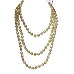 Vtg ca 1960s Ivory Faux Pearls with Clear Spacer Beads